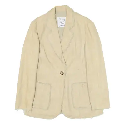 MOSCHINO CHEAP AND CHIC Distressed Womens Blazer Jacket Green Linen UK 12