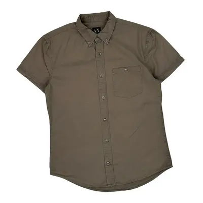 Armani Exchange Slim Fit Short Sleeve Shirt - Medium Brown Cotton