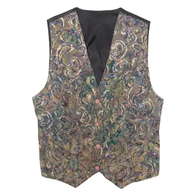 Womens Blazer Waistcoat Brown 90s Crazy Pattern M