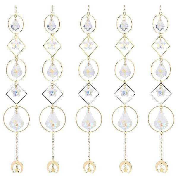 Electroplate Glass Star & Teardrop Window Hanging Suncatchers