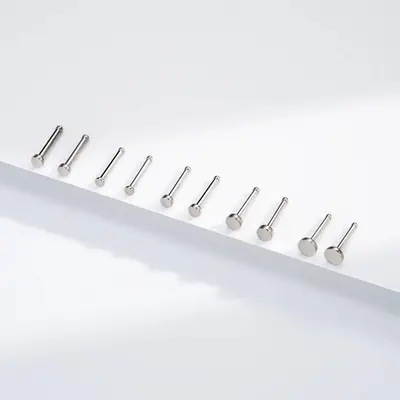 2PCS Flat Top Titanium Nose Stud Set - 20G/0.8mm / 1.5mm