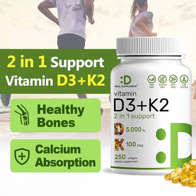 Deal Supplement Vitamin D3K2  Immune Support  Bone Health  250 Veggie Softgels Healthcare Dietary