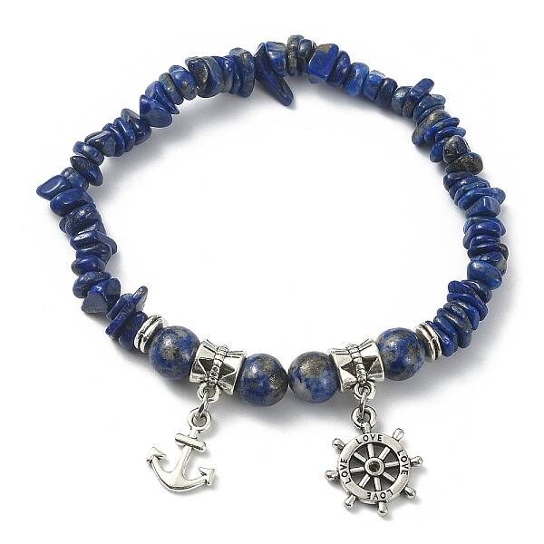Natural Lapis Lazuli Chips Stretch Bracelet