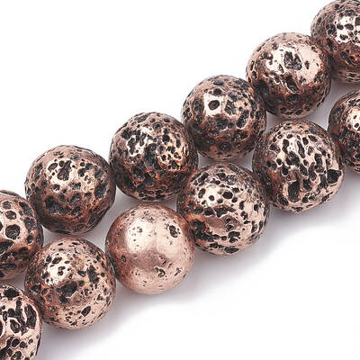Electroplated Natural Lava Rock Beads Strands