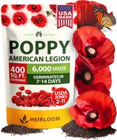 Home Grown Poppy American Legion Flower Seeds - 6000 Heirloom Seeds for Vibrant Red Blooms - USDA Zones 2-11 - Quick Germinat...