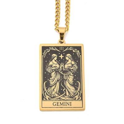 304 Stainless Steel Tarot Pendant Necklaces
