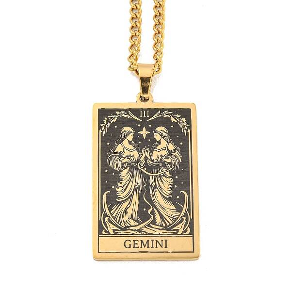 304 Stainless Steel Tarot Pendant Necklaces