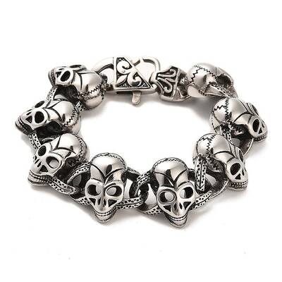 304 Stainless Steel Skull Link Chain Bracelets