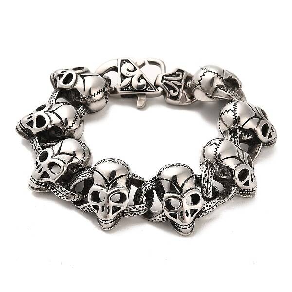 304 Stainless Steel Skull Link Chain Bracelets