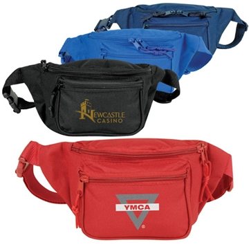 100 Promotional Heavy Duty 3-Zipper Fanny Pack - 600D Polyester