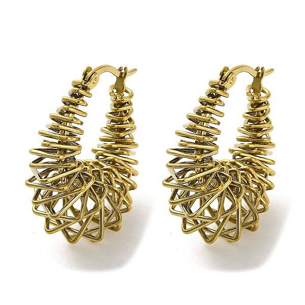 Ion Plating(IP) 304 Stainless Steel Teardrop Hoop Earrings