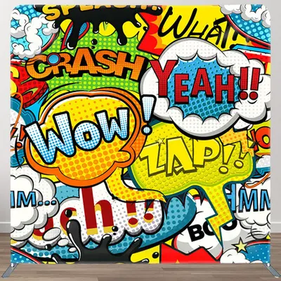 Aperturee Wow Yeah Comic Style Backdrop Cover For Party Decor - Aperturee