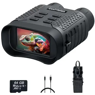 CoxiVision 4K Night Vision Goggles -Powerful Telescope 3.1'' HD Screen, 5X Digital Zoom, 7-Level IR Illuminator Binoculars wi...