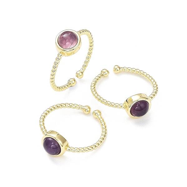 Natural Amethyst Cuff Rings