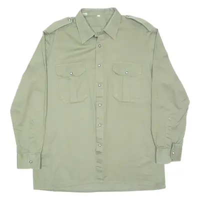 Military Mens Plain Shirt Green Long Sleeve L