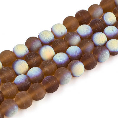 Frosted Transparent Glass Beads Strands