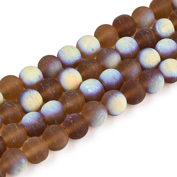 Frosted Transparent Glass Beads Strands