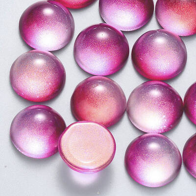 Transparent Spray Painted Glass Cabochons
