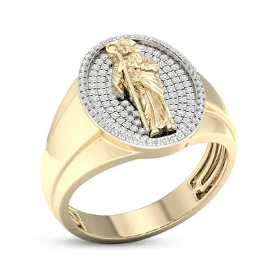 10K Gold 0.38 CT.T.W. Round Cut Lab Created Diamond Saint Jude Band for Men