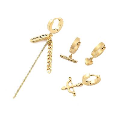Ion Plating(IP) 304 Stainless Steel Dangle Hoop Earrings for Women