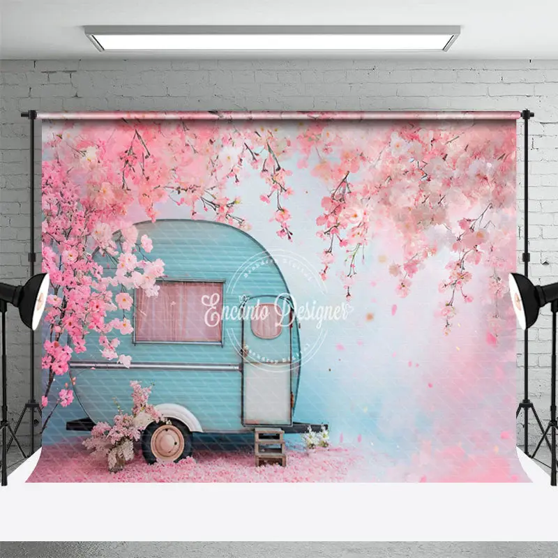 Pink Peach Blossom Petals RV Spring Photo Backdrop - Aperturee