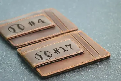 BASEBALL Personalized Wallet / Magnet Wallet / Teen Wallet / Name Wallet - LEATHER WALLET
