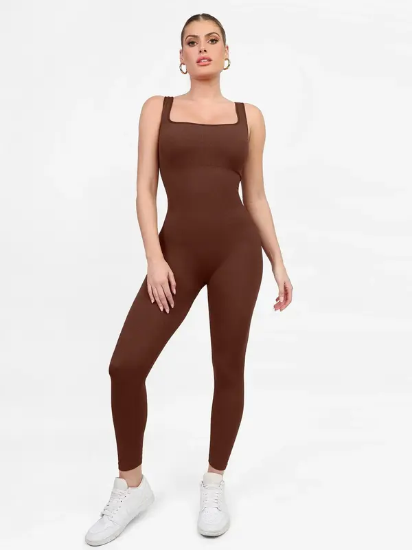 Popilush Shapewear Seamless Square Neck Tank Workout Jumpsuit