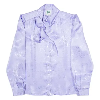 FINKENWALDE Womens Printed Blouse Purple Long Sleeve Crazy Pattern S
