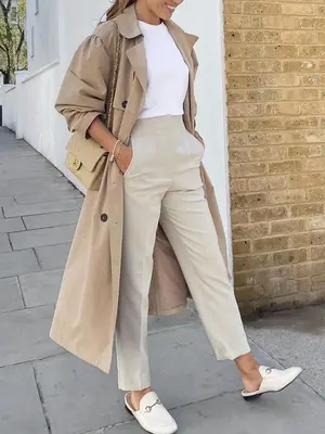 Women's Plain Pocket High Waist Pants, Casual Comfy Slim Trousers for Work Office Business, National Day Clothing, Ladies Bo...