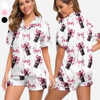 Dr Pepper Ribbon Pajamas Set, Dr Pepper Lovers Pjs, Silk Pajamas, Womenswear, Silk Sleepwear, Loungewear, Gift For Her, Gift ...