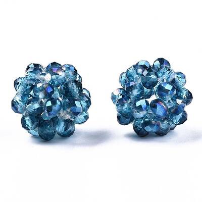 Transparent Electroplate Glass Round Woven Beads