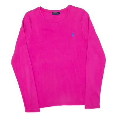 POLO RALPH LAUREN Womens T-Shirt Pink Long Sleeve L