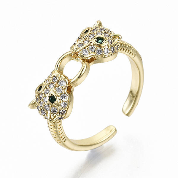 Brass Micro Pave Clear Cubic Zirconia Cuff Rings