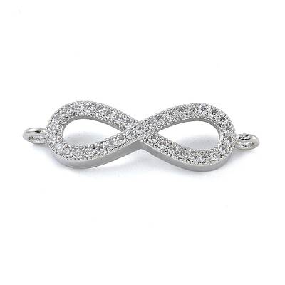 Rack Plating Brass Micro Pave Clear Cubic Zirconia Infinity Connector Charms