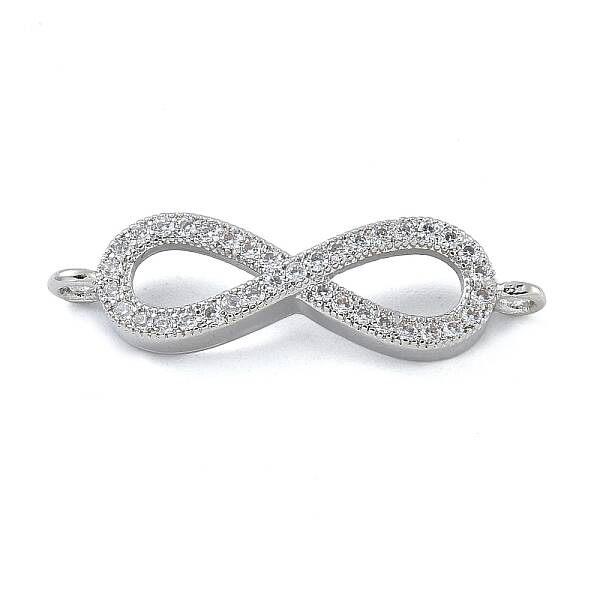 Rack Plating Brass Micro Pave Clear Cubic Zirconia Infinity Connector Charms