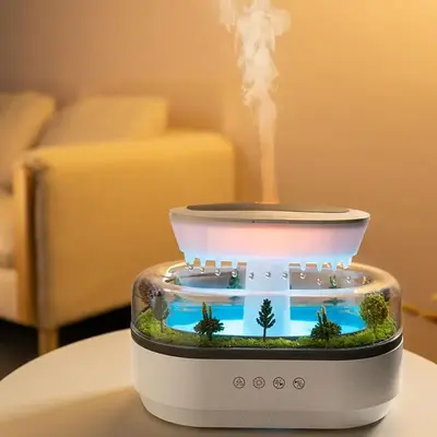 Raindrop Design Humidifier Diffusers, Novel Night Light with 8 Color Changes, Evaporative Mist Humidifiers with Plant Lands...
