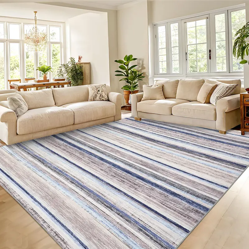 Garvee Area Rug 6x9 Washable Modern Strip Accent Carpet with Non-Slip Backing, Soft Low Pile Floor Cover, Stain-Resistant Con...