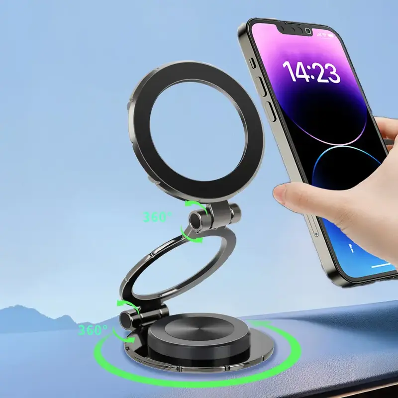Magnetic Phone Holder, Car Mount Folding & 360° Rotation Base Magnetic Phone Holder For Car Strong Magnets For iPhone Car Mo...