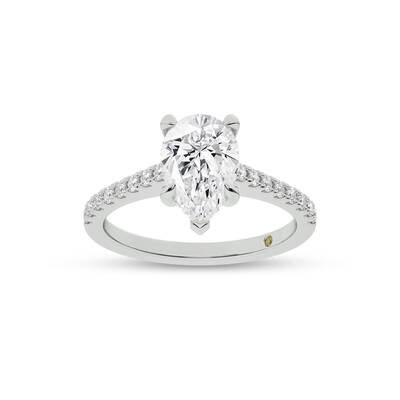 Destiny Half Coverage Pear Shape Lab Diamond Engagement Ring | 10K White Gold 2 7/8 CT. TW.