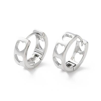 Rack Plating Hollow Heart Brass Hoop Earrings