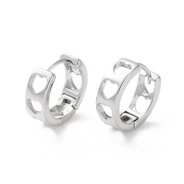Rack Plating Hollow Heart Brass Hoop Earrings