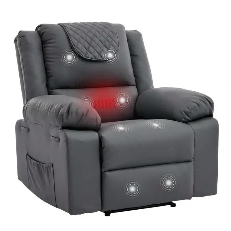 Garvee Manual Massage Recliner Chair with Heating for Adult, PU Leather Recliner Chairs Single Sofa with Side Storage Pockets...