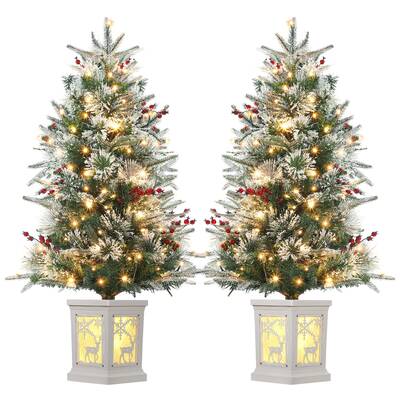 Garvee 3ft Pre-Lit Christmas Tree, Small Lighted Christmas Tree with Lighting Elk Base, Artificial Xmas Trees with 78 LED Lig...