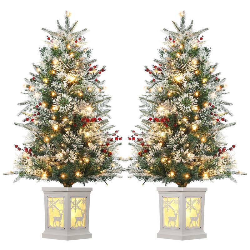 Garvee 3ft Pre-Lit Christmas Tree, Small Lighted Christmas Tree with Lighting Elk Base, Artificial Xmas Trees with 78 LED Lig...
