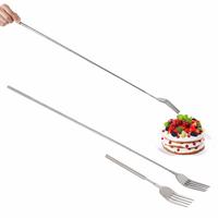 Extendable Food Serving Fork, 1 Count Multifunctional Durable Stainless Steel Telescopic Fork, Household Barbecue Dinner Tabl...
