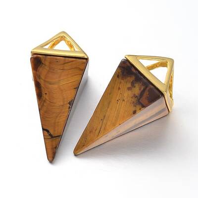 Natural Tiger Eye Point Pendulum Pendants