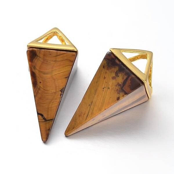 Natural Tiger Eye Point Pendulum Pendants