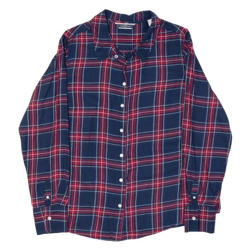 TCHIBO Essentials Womens Shirt Blue Plaid Long Sleeve M