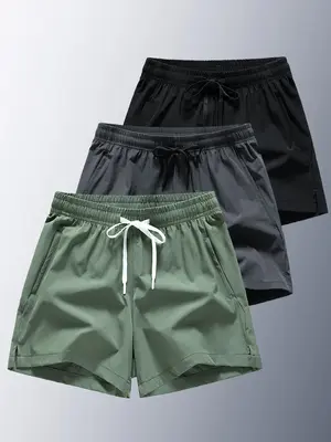 Men's Plain Drawstring Waist Athletic Sports Jogging Shorts, Regular Fit Casual Pocket Track Shorts for Summer, 2024 Short At...