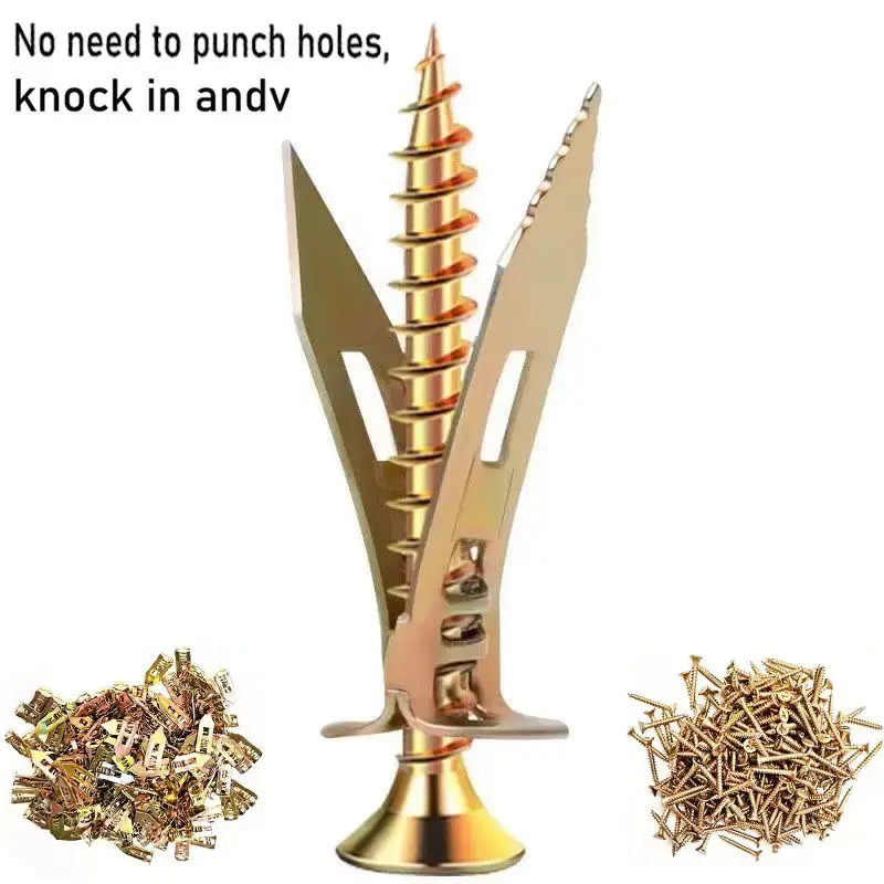 100pcs Galvanized Steel Self Drilling Drywall Anchors and Screws - Stronger Load-Bearing Capacity for Picture Frames, Decorat...